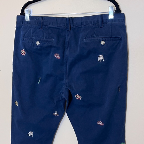 Polo Ralph Lauren Embroidered Allover Bulldog Skull Slim Chino Pants - Men's 36 - Picture 4 of 12